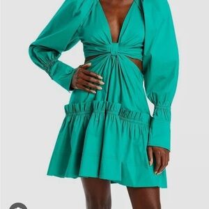 A.L.C. Cut-Out Poplin Mini Dress in Green